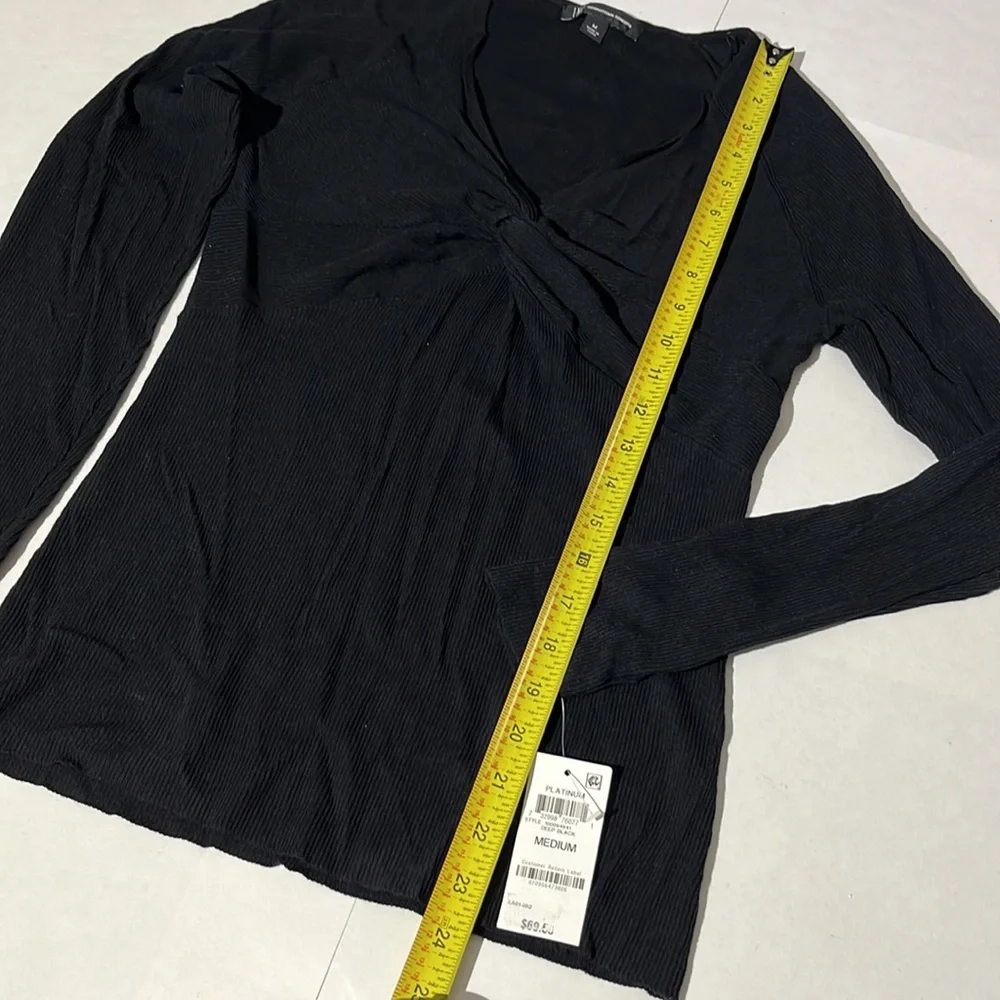 INC International Concepts Macy's black knit v neck long sleeved black shirt - Picture 4 of 6